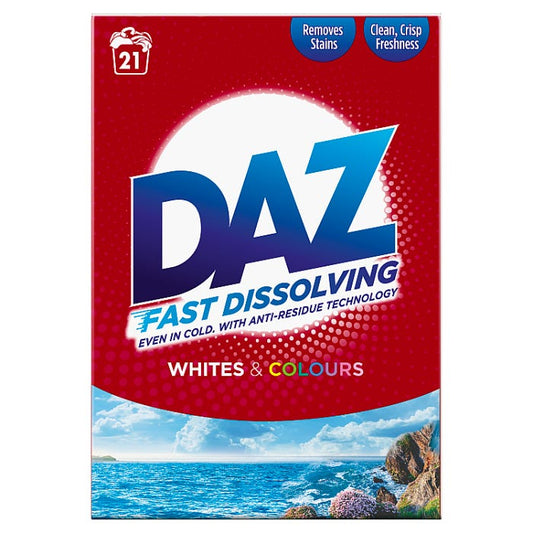 Daz Fast Dissolving Whites and Colours 21 Wash Removes Stains