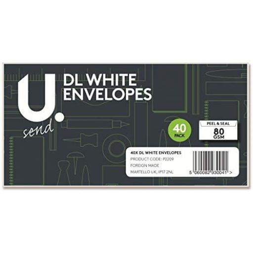 DL white envelopes 40 pack