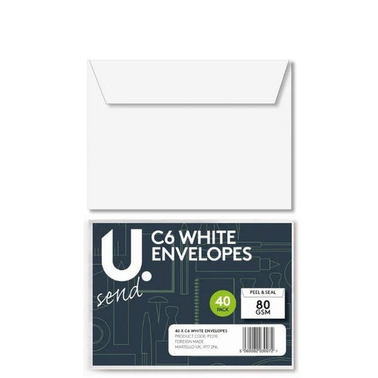 C6 white envolopes 40 pack