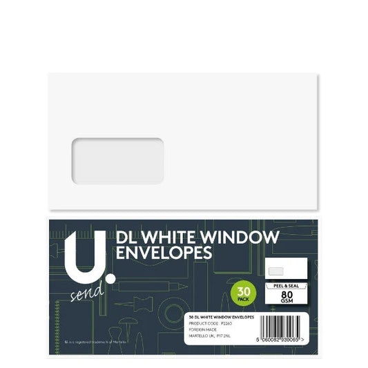 DL white window envelopes 30pack